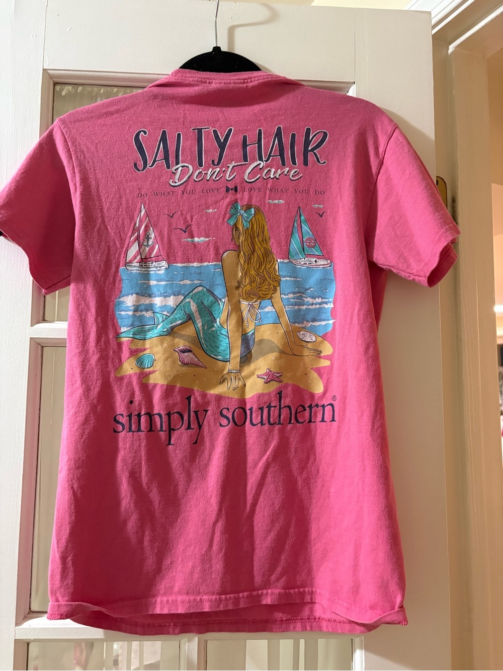 Simply Southern Hot Pink Graphic Tee with Turtle Accent